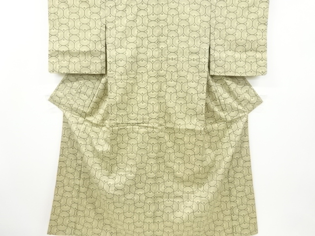JAPANESE KIMONO / ANTIQUE KIMONO / SILK / HAND WOVEN TSUMUGI / ABSTRACT PATERN